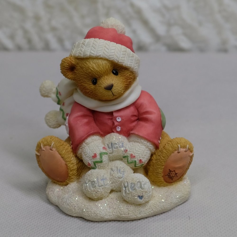 Cherished Teddies Vintage 1997 Ted Winter Bear Festival Boy & Snowballs Figurine